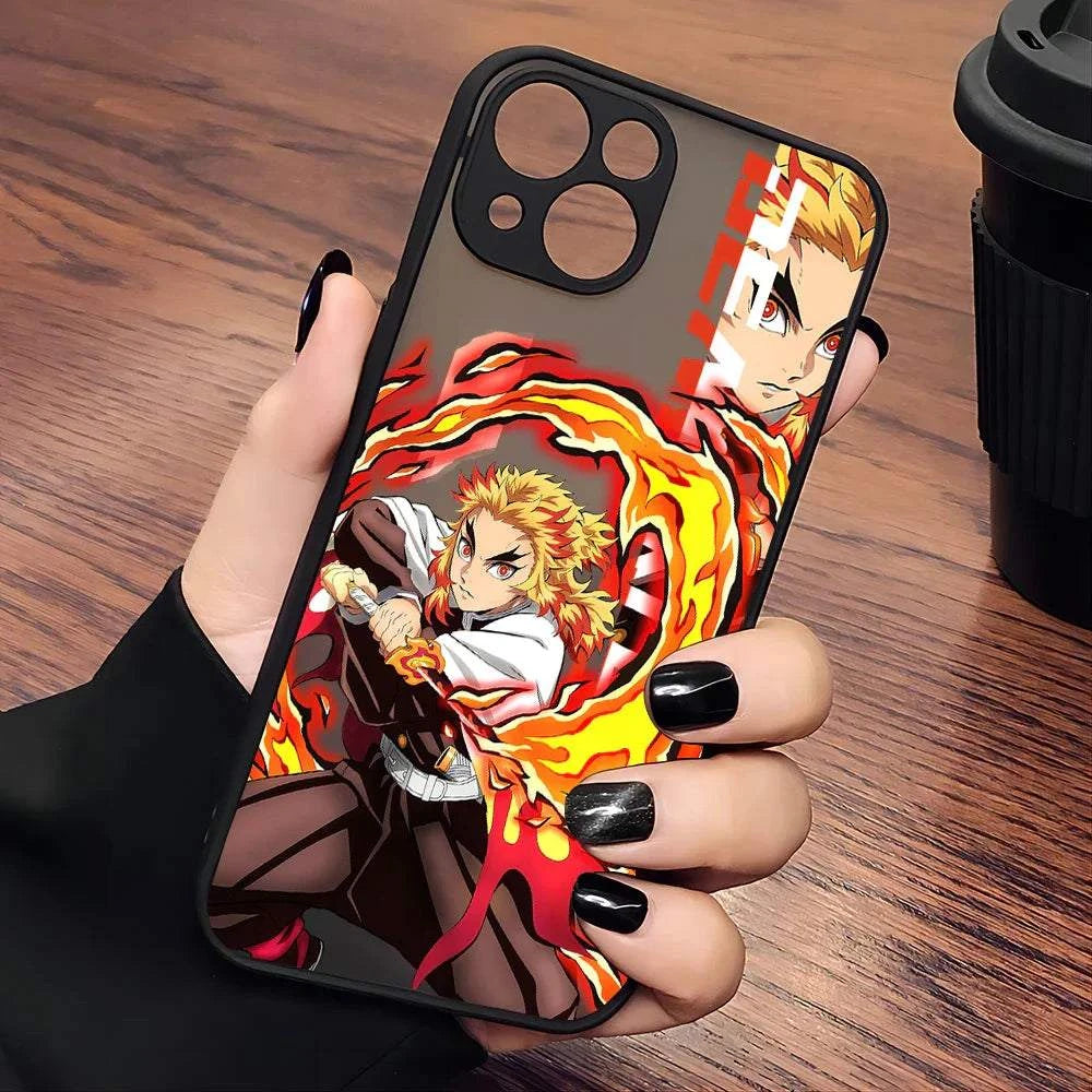 Demon Slayer Anime Phone Case For iPhone's 16 15 14 13 12 11 Mini Pro Max X XR 7 8 Plus With Matte Transparent Back Cover