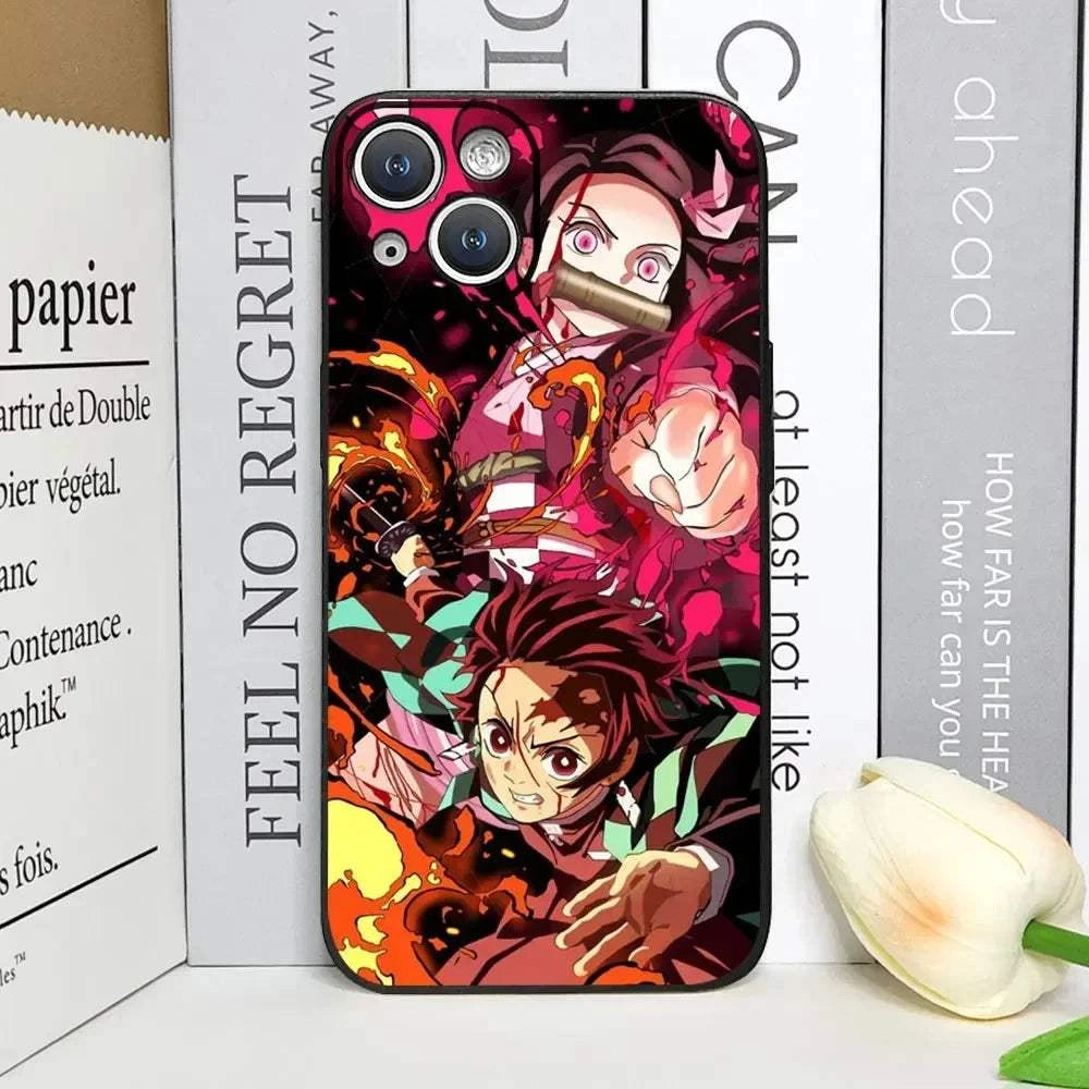 Demon Slayer Anime Phone Case For iPhones With Transparent Back Cover