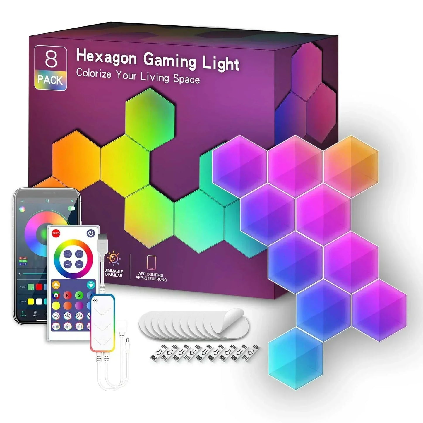 Streamer Gamer Hexagon LED buildable wall light with app, voice and remote control, six panels and smart home compatibility