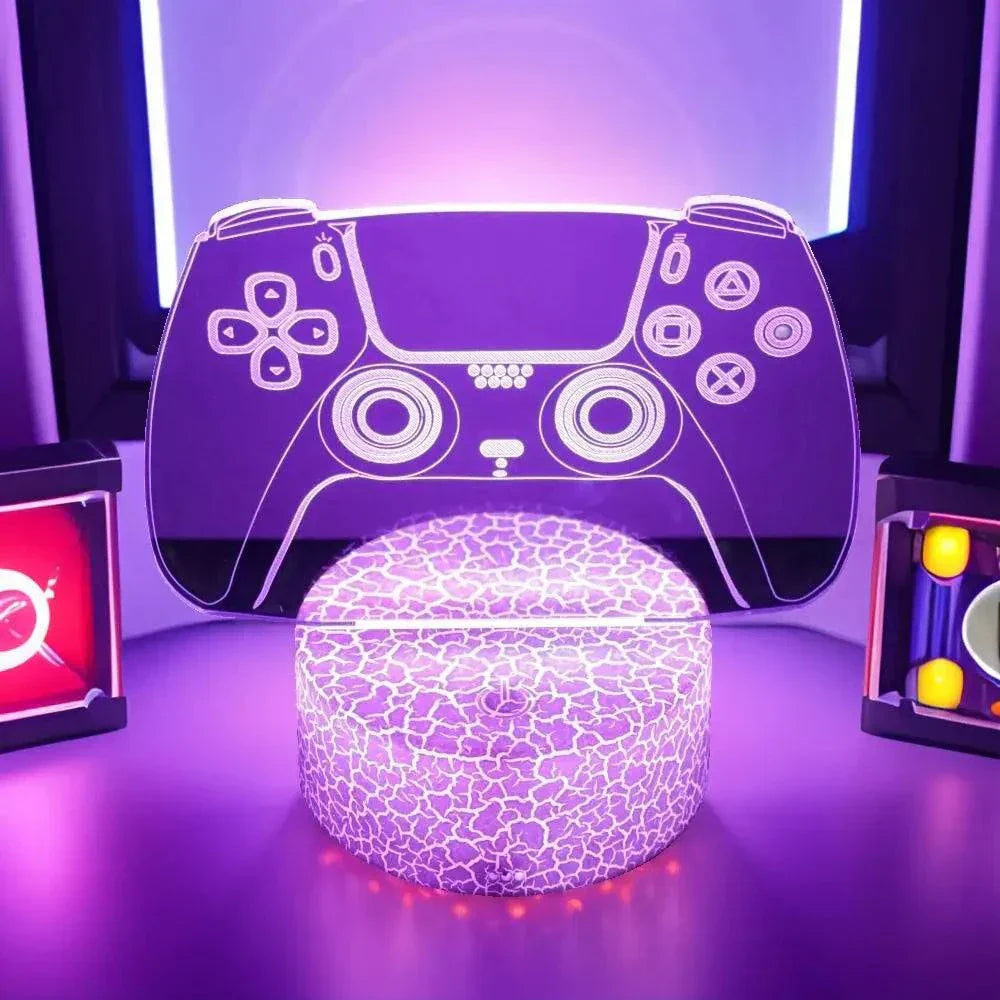 Very bright neon LED gaming sign shaped like a game controller with color-changing 3D lamp and touch control.