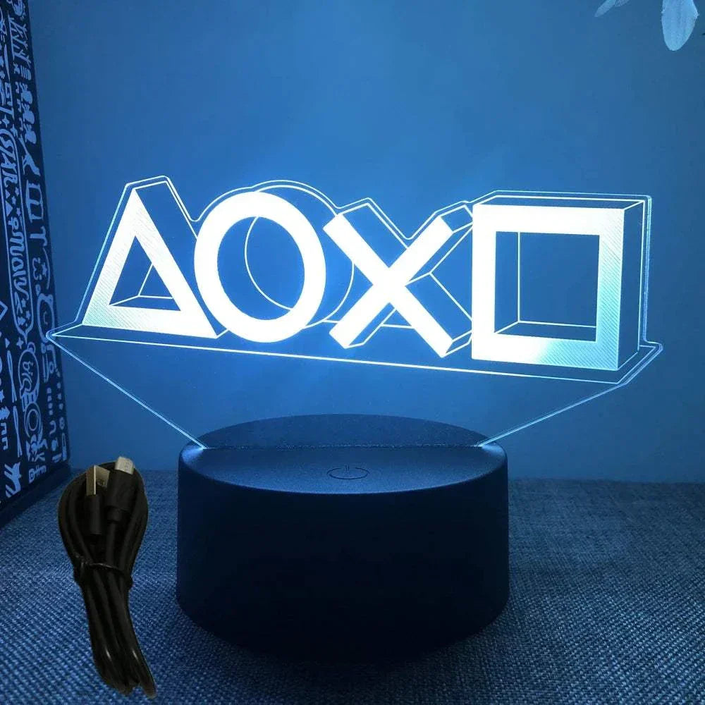 Very bright neon gaming sign with 3D LED lamp and multiple color options on wooden base