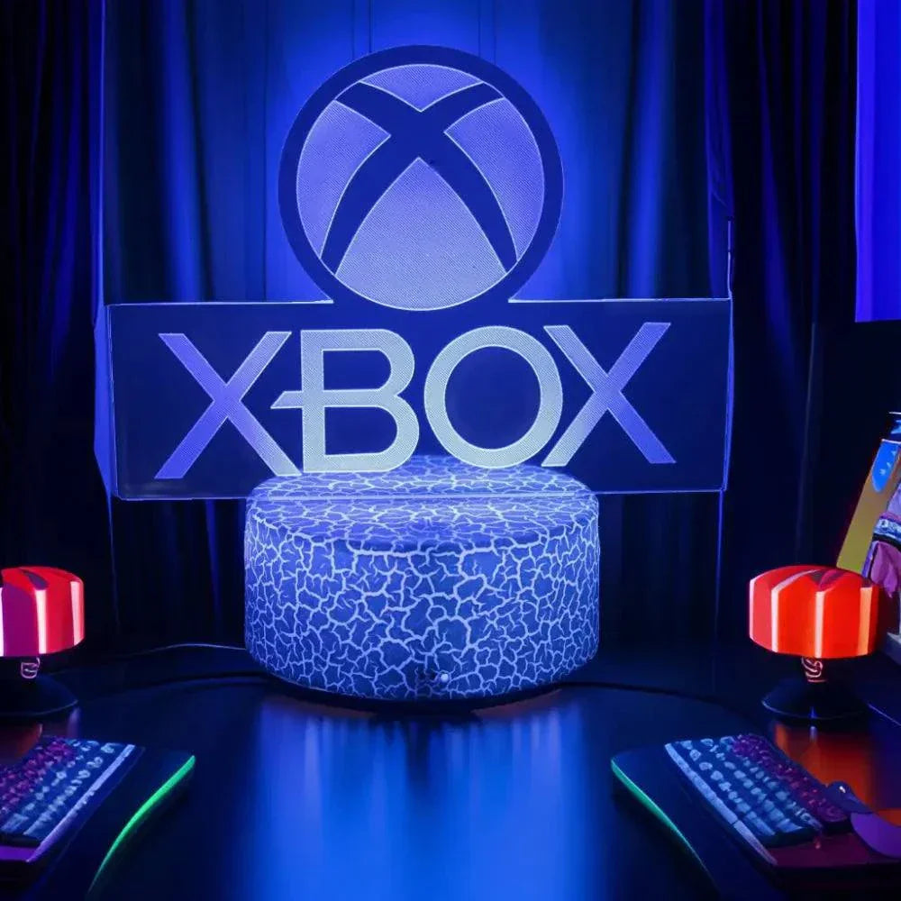 Very bright neon Xbox gaming sign with LED 3D lamp and blue lighting, ideal for gaming room decoration