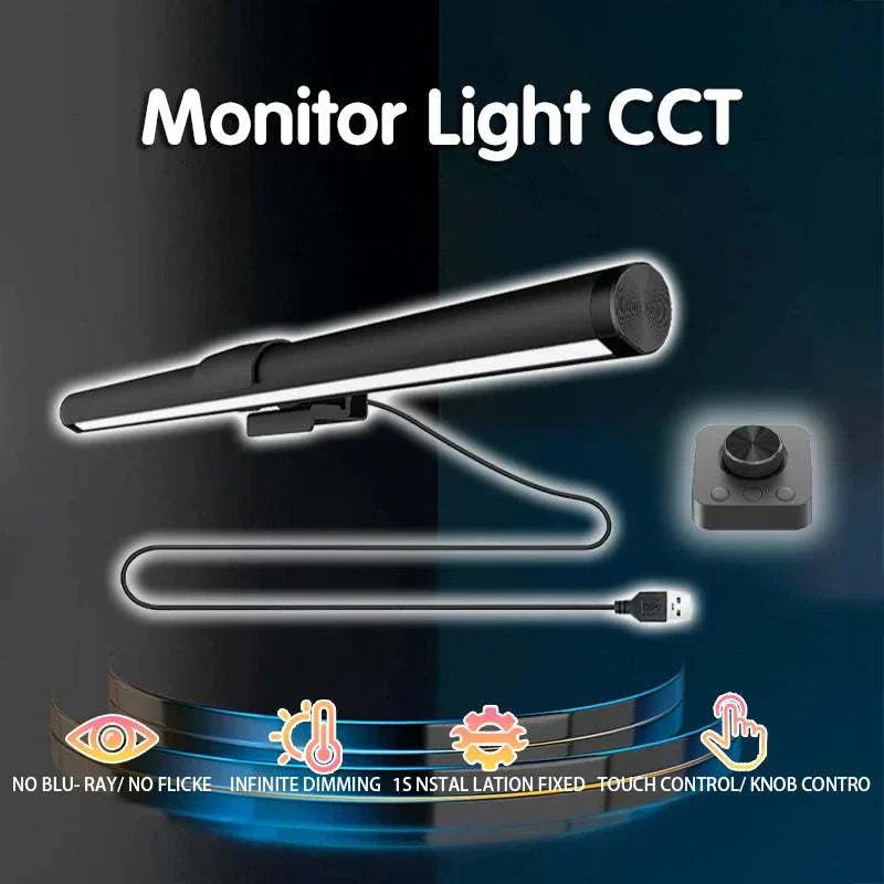 LED Monitor Light Bar with touch control, adjustable color temperature, and USB power for computer screens.