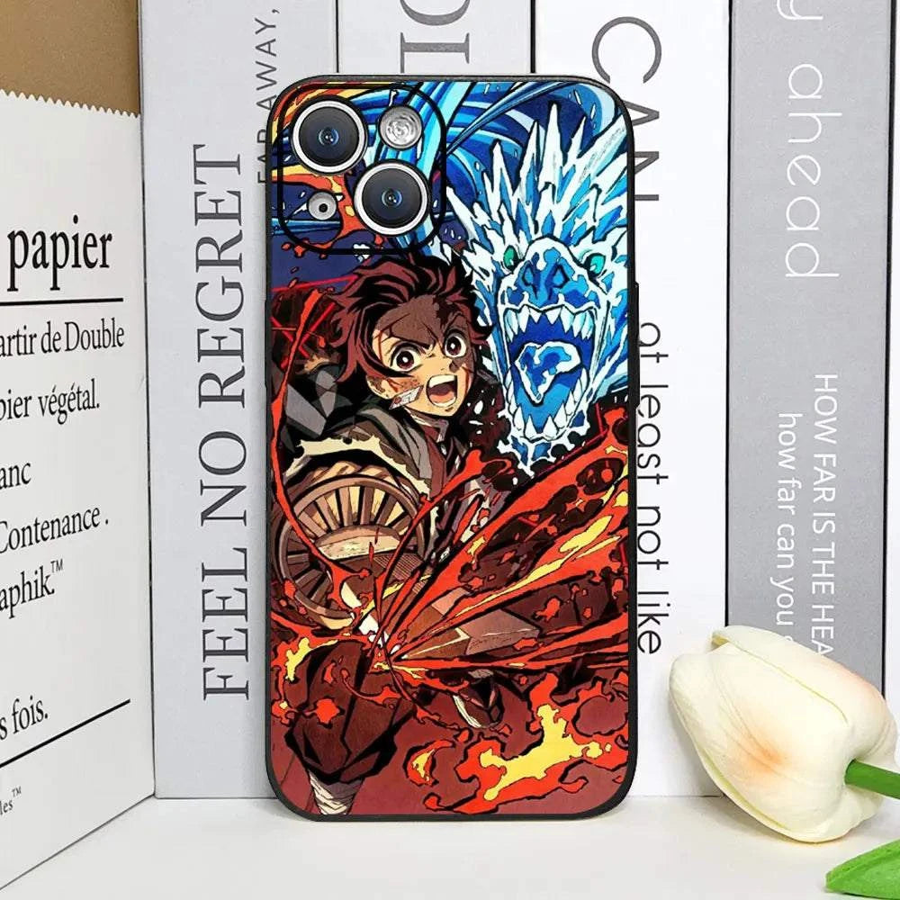 Demon Slayer Anime Phone Case For iPhones With Transparent Back Cover