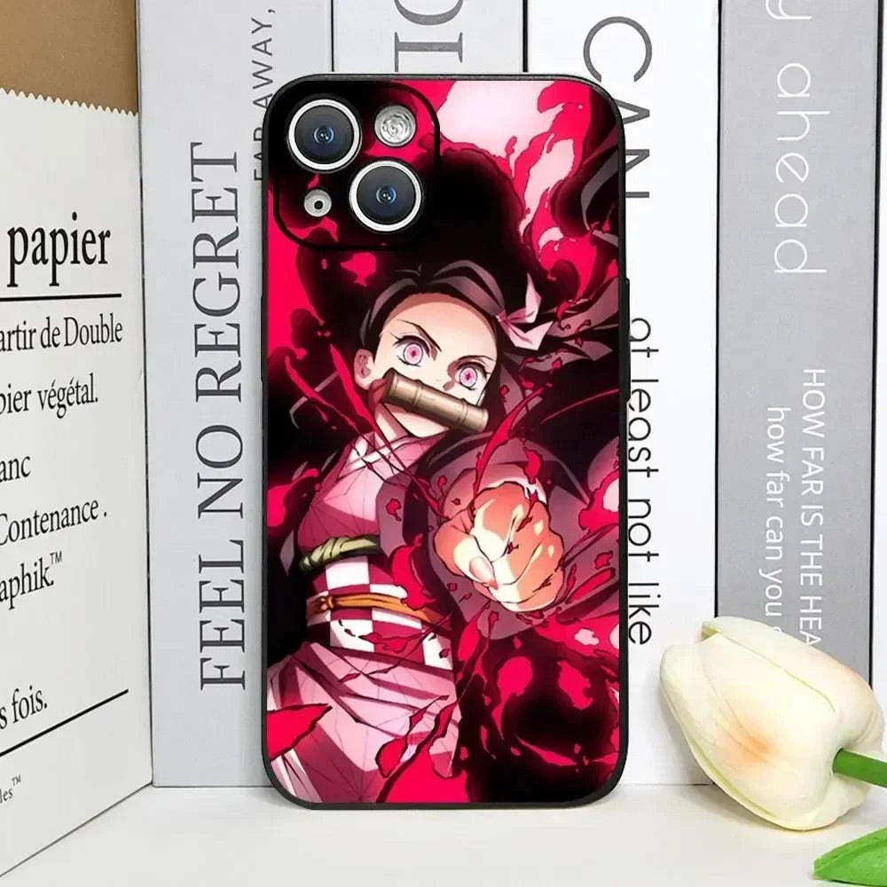 Demon Slayer Anime Phone Case For iPhones With Transparent Back Cover