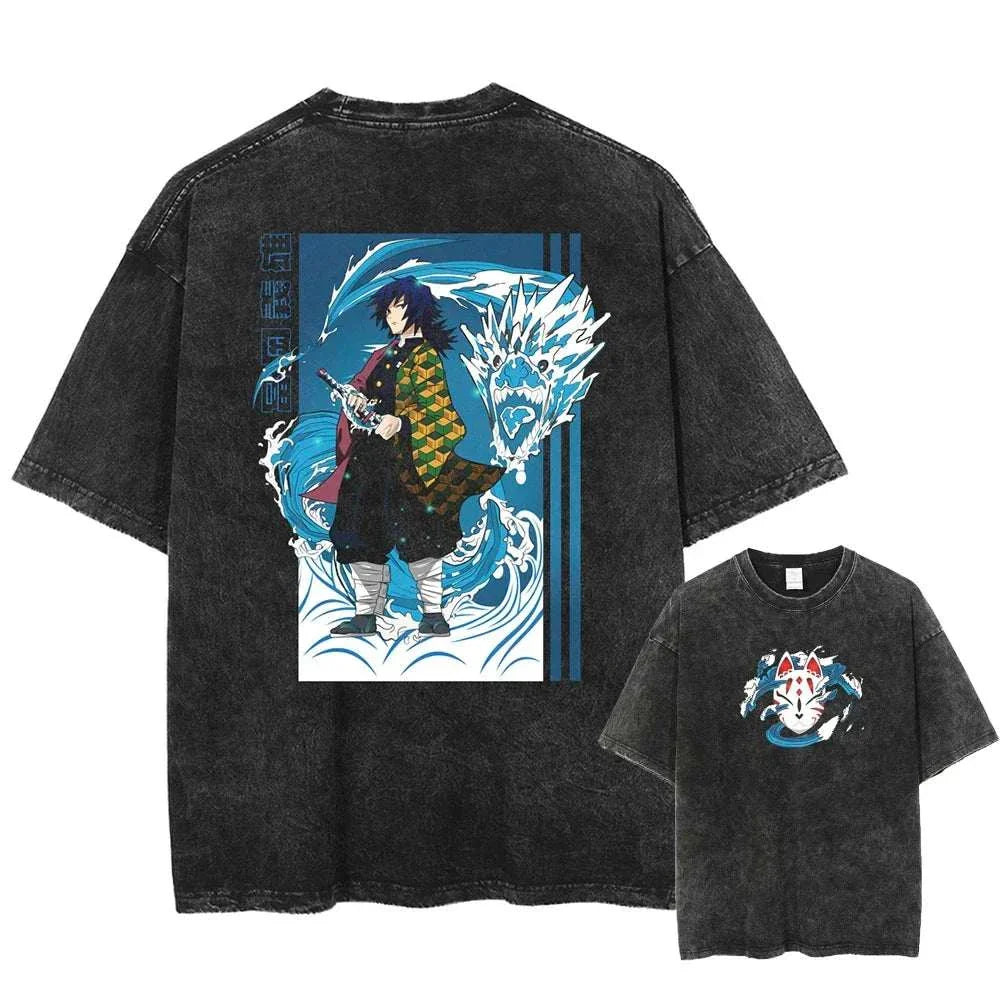 Demon Slayer Uzui Tengen Anime Vintage Washed Cotton T Shirt #Trending