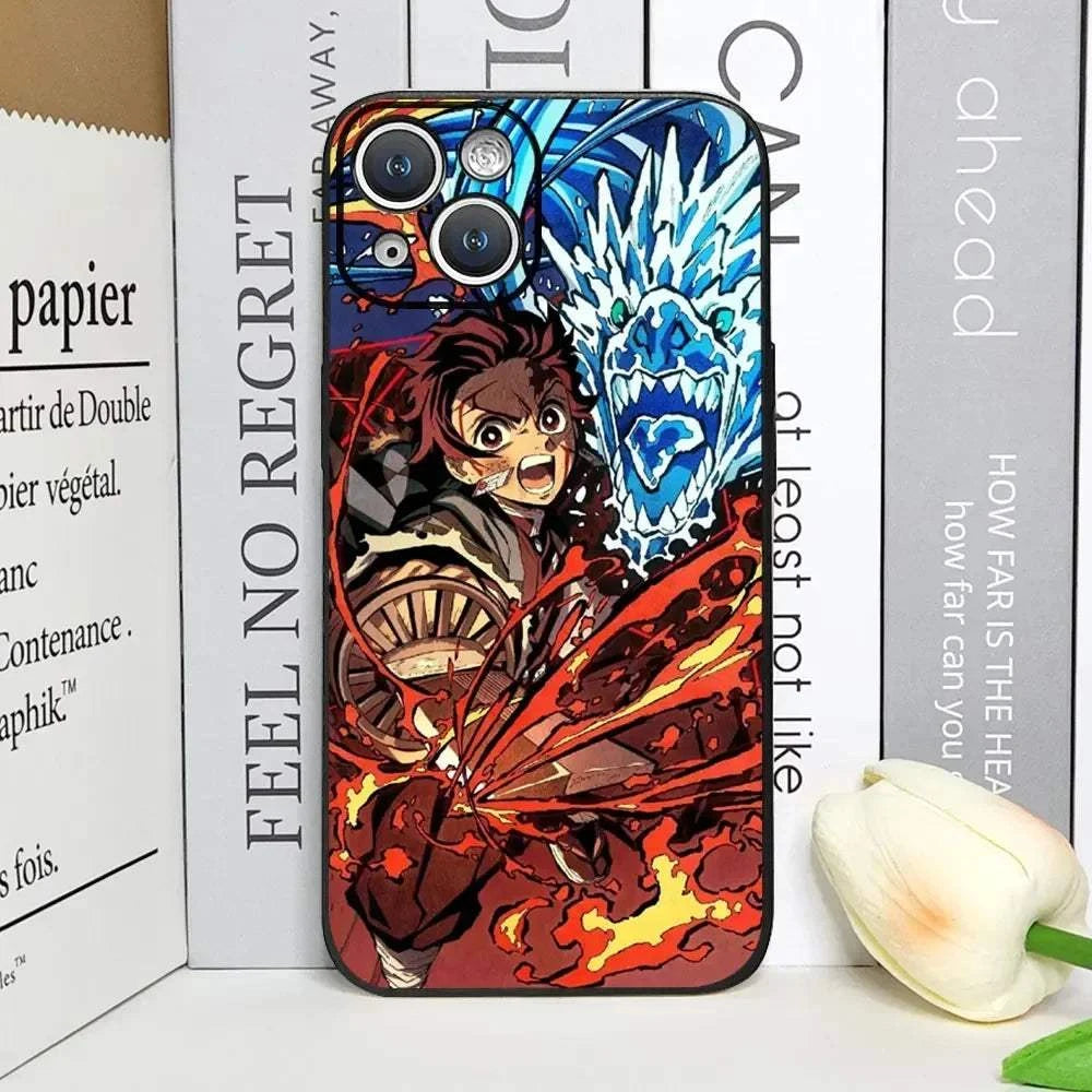 Demon Slayer Anime Phone Case For iPhones With Transparent Back Cover