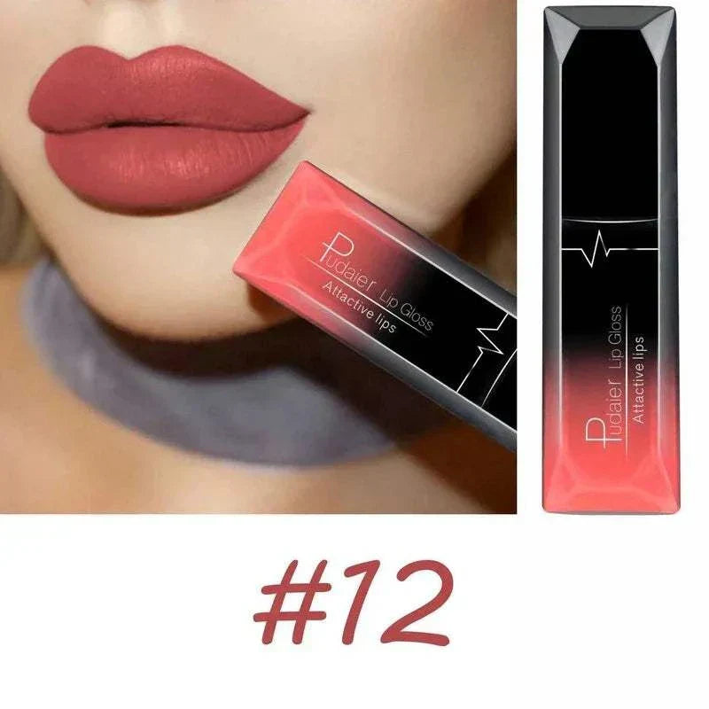 Matte long-lasting lipstick shade #12 from TOP-RATED TikTokMadeMeBuyIt collection with lip gloss packaging