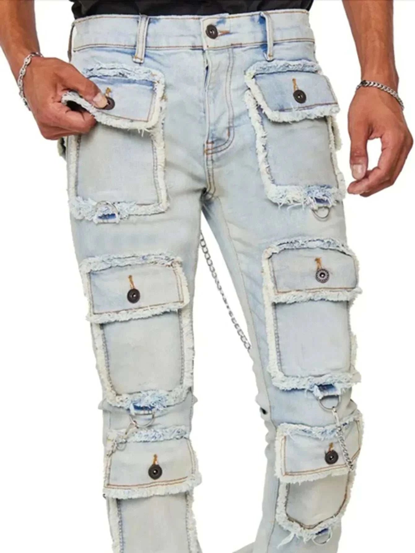 Y2K Multi Pockets Design Denim Cargo Pants