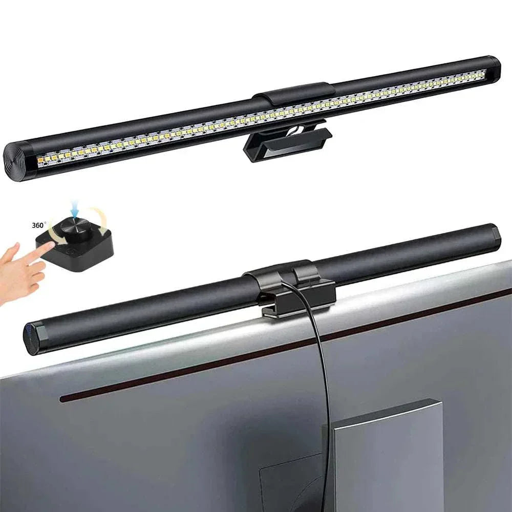 44cm LED monitor light bar with touch control, adjustable 360-degree rotation, RGB and non-RGB options, designed for computer screens with eye protection and multiple color temperature settings.