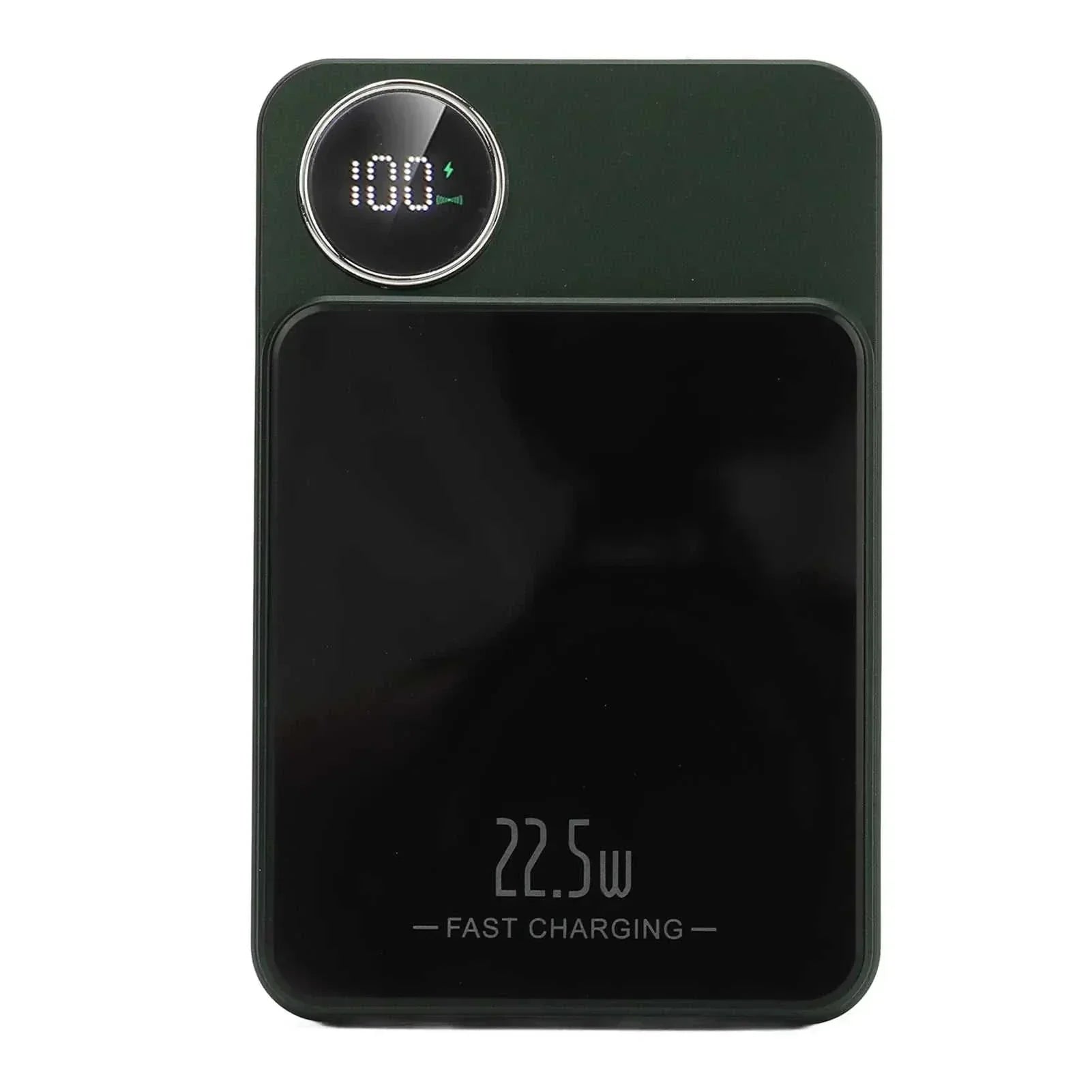 Massive 5000mAh wireless fast charging power bank with 23W USB-C output and digital power display