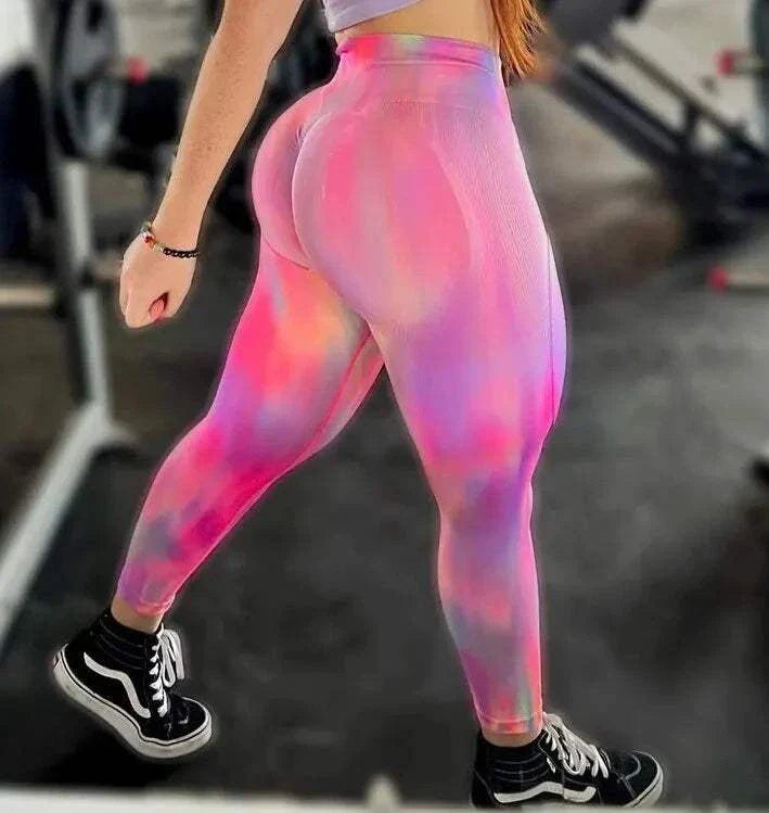New Tie Dyed High Waist Gym Leggings With Super Butt Lift Technology