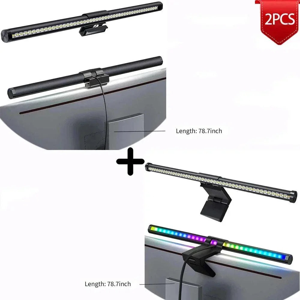 LED monitor light bar with RGB and non-RGB options, 44cm length, touch control, adjustable color temperature, magnetic fixation for computer screens.
