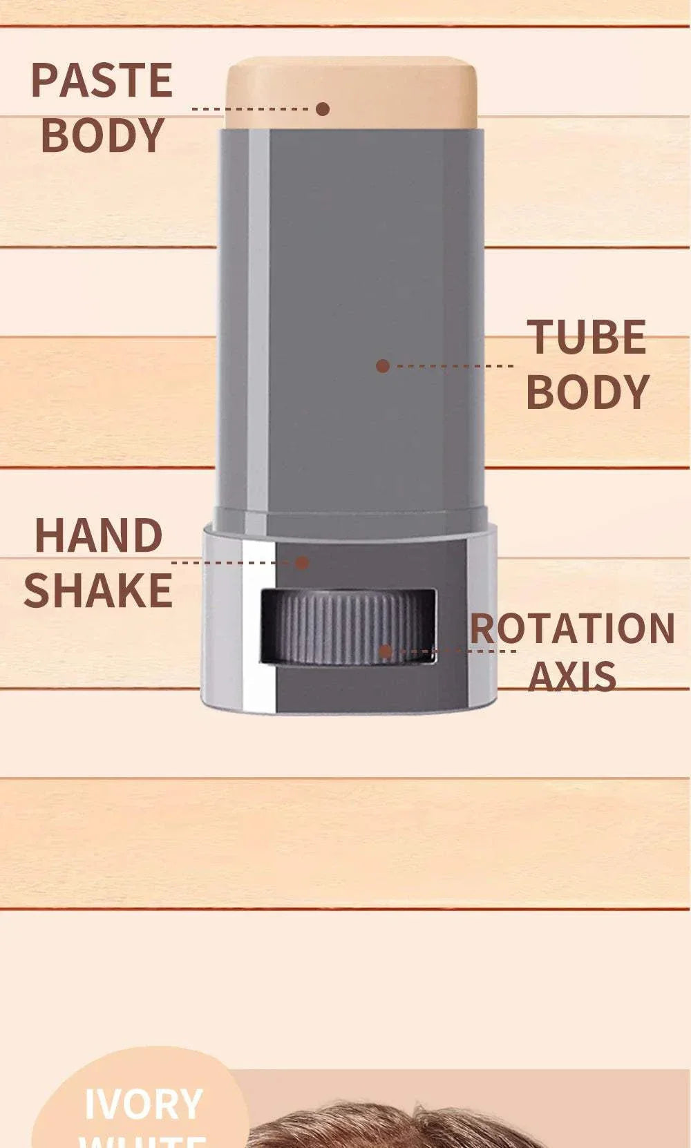 Ocheal Face Foundation contour stick in ivory shade with rotating base and lightweight, long-wear cream formula.