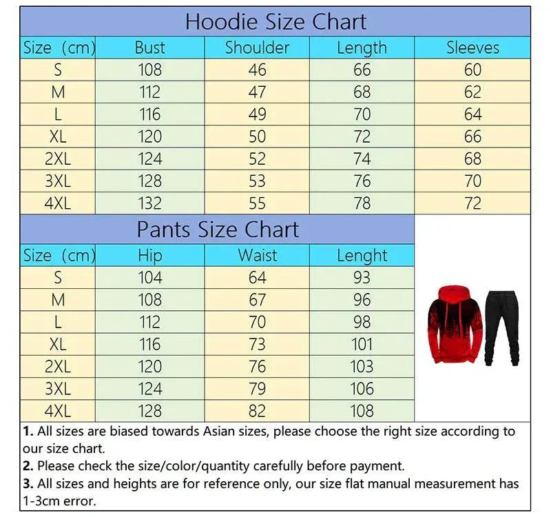 23 Hoodie And Joggers SIZE CHART