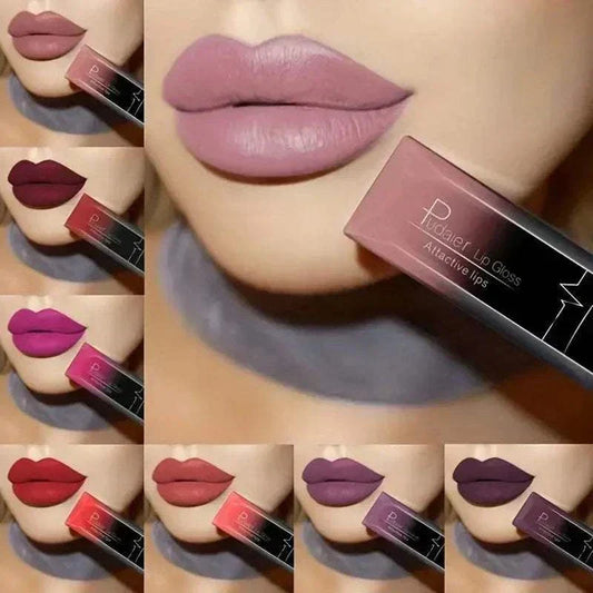 Close-up of lips wearing different shades of matte long-lasting lipstick from the TOP-RATED TikTokMadeMeBuyIt Lip Stick collection in 17 sexy colors.