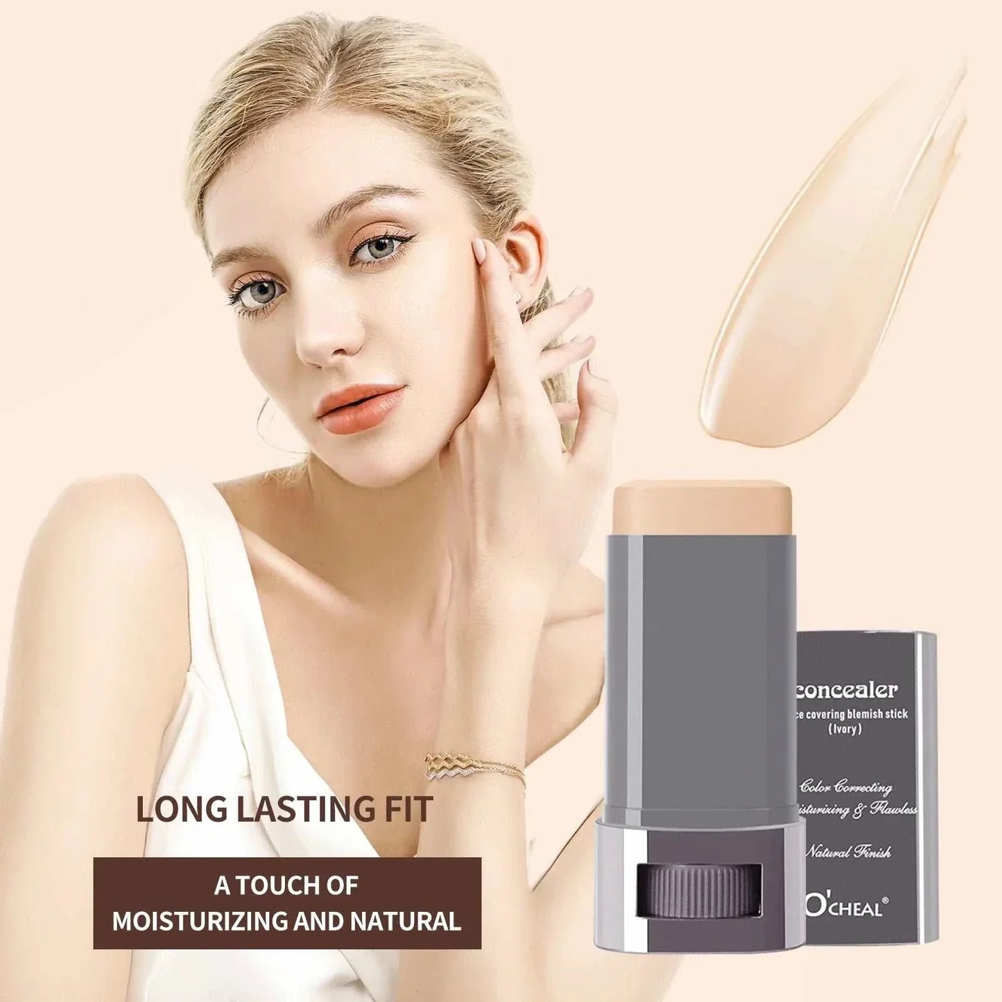 Ocheal Face Foundation contour stick with long-lasting, moisturizing, and natural finish applied on model's face