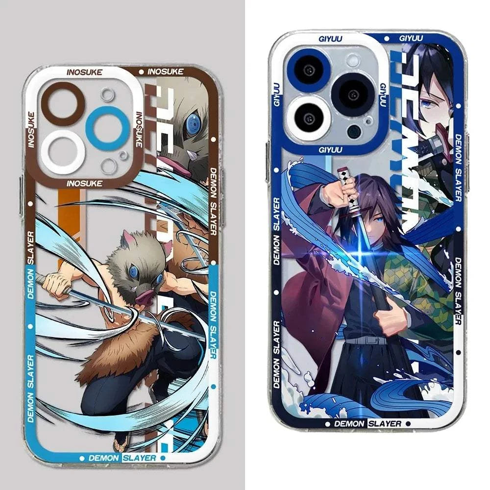 Demon Slayer Anime Phone Case For iPhones With Transparent Back Cover