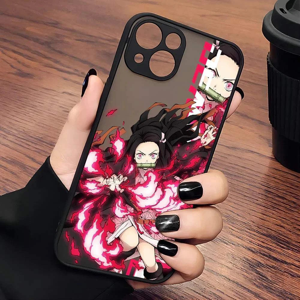Demon Slayer Anime Phone Case For iPhone's 16 15 14 13 12 11 Mini Pro Max X XR 7 8 Plus With Matte Transparent Back Cover