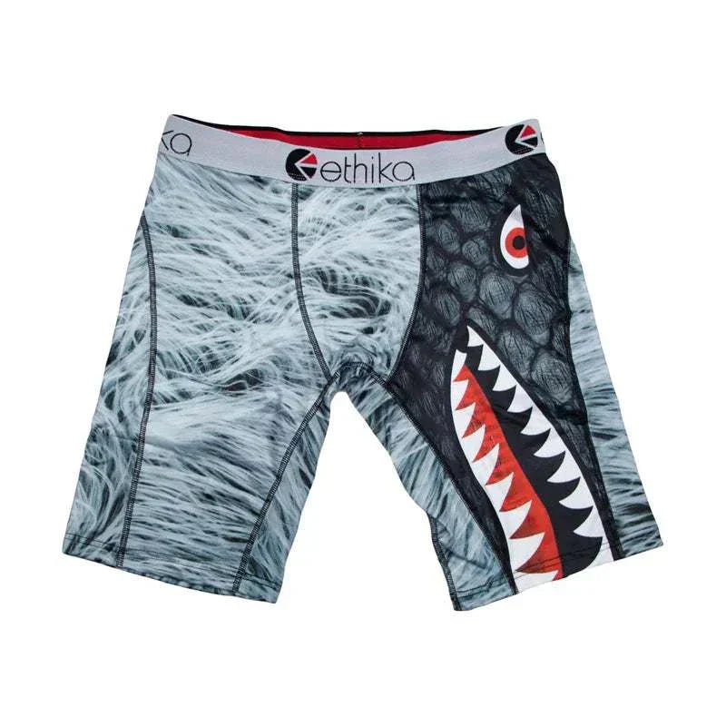 ETHIKA men underwear boxer shorts with shark print design, breathable fabric, plus size up to XXL.