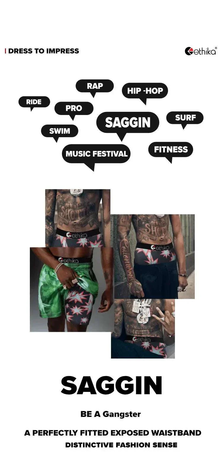 ETHIKA Men Underwear breathable boxer shorts with printed design, plus size up to XXL, comfortable fit with exposed waistband.