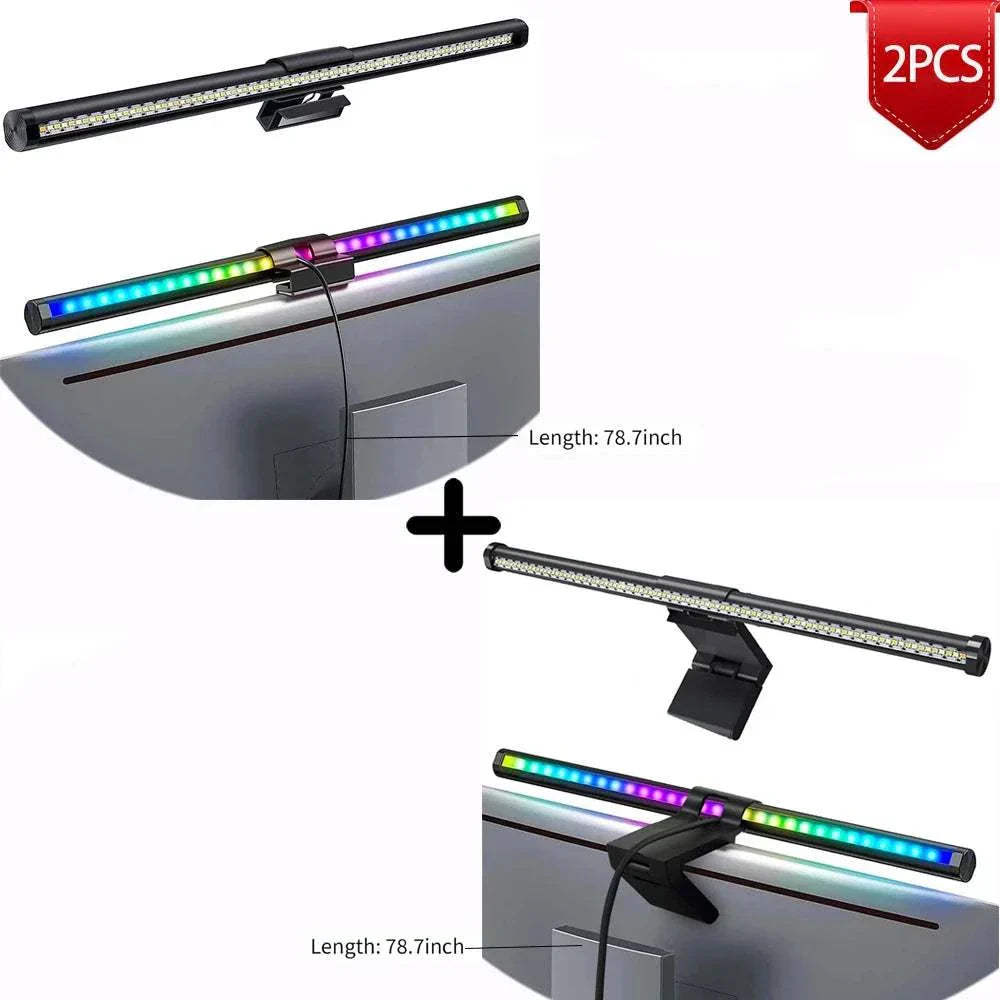 LED Monitor Light Bar with RGB and Non-RGB options, 44cm, touch control, adjustable angles, eye protection, magnetic fixation.