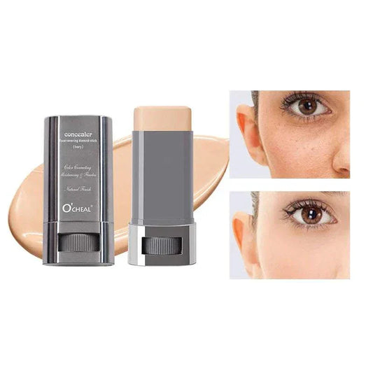 Ocheal Face Foundation contour stick with before and after skin coverage demonstration