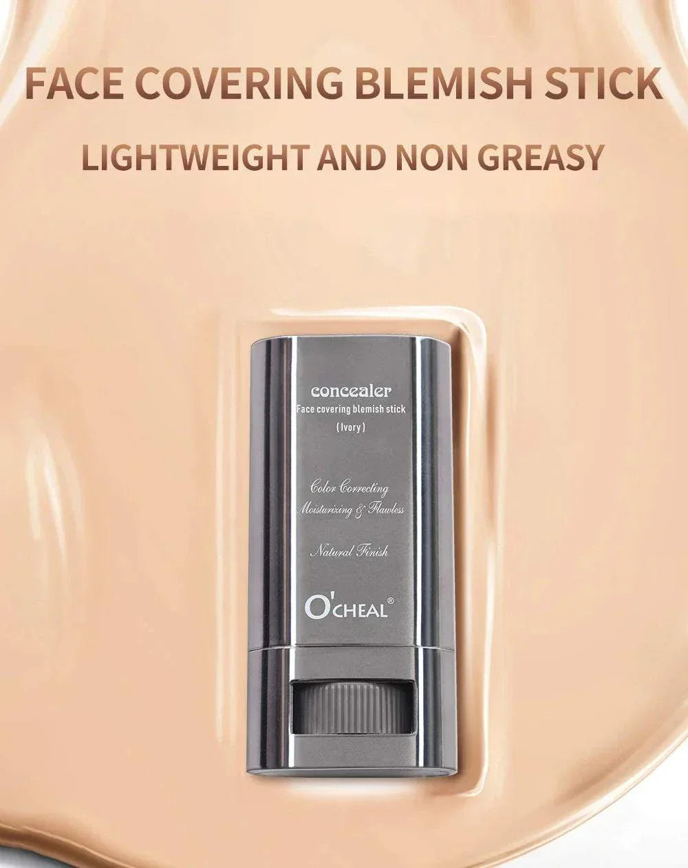 Ocheal Face Foundation contour stick concealer in sleek packaging on beige background