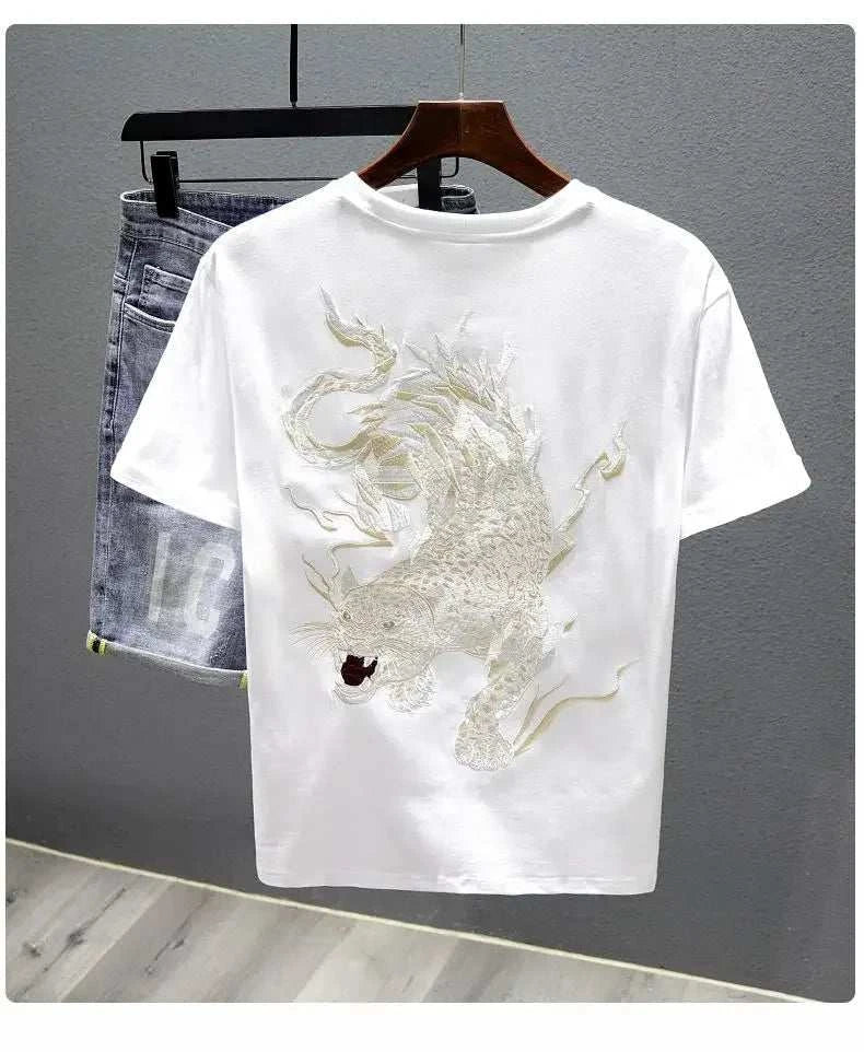 Embroidered Miracle Embroidered Dragon And Tiger T Shirt