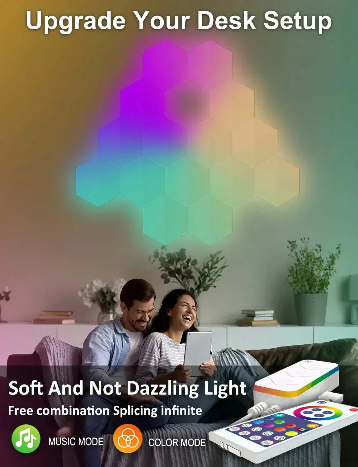 Streamer Gamer Hexagon LED buildable wall light with app, voice and remote control, six panels and smart home compatibility