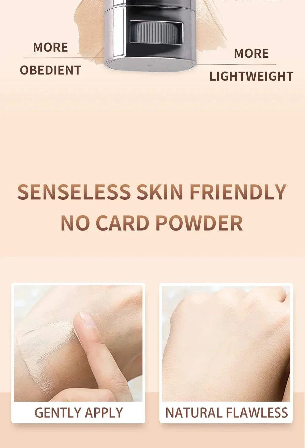 Ocheal Face Foundation contour stick showing lightweight, skin-friendly concealer with natural flawless finish on hand skin.