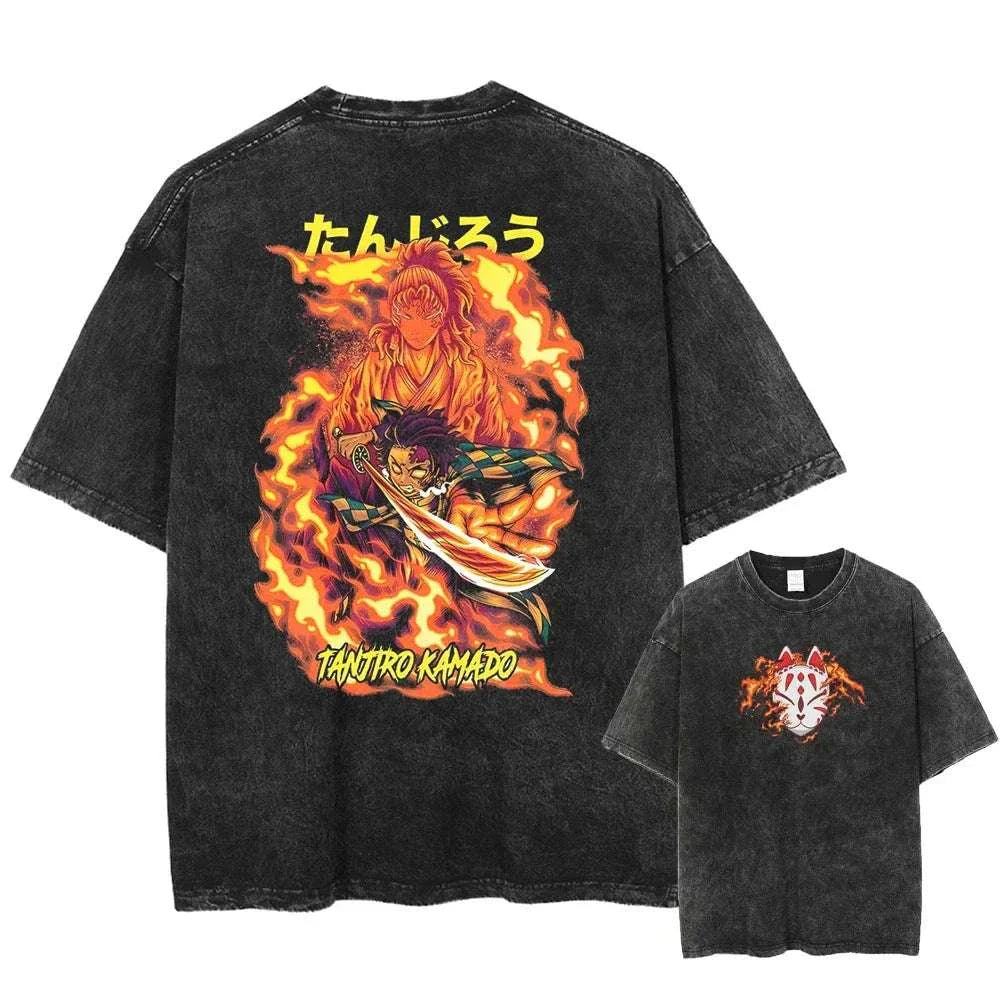 Demon Slayer Uzui Tengen Anime Vintage Washed Cotton T Shirt #Trending