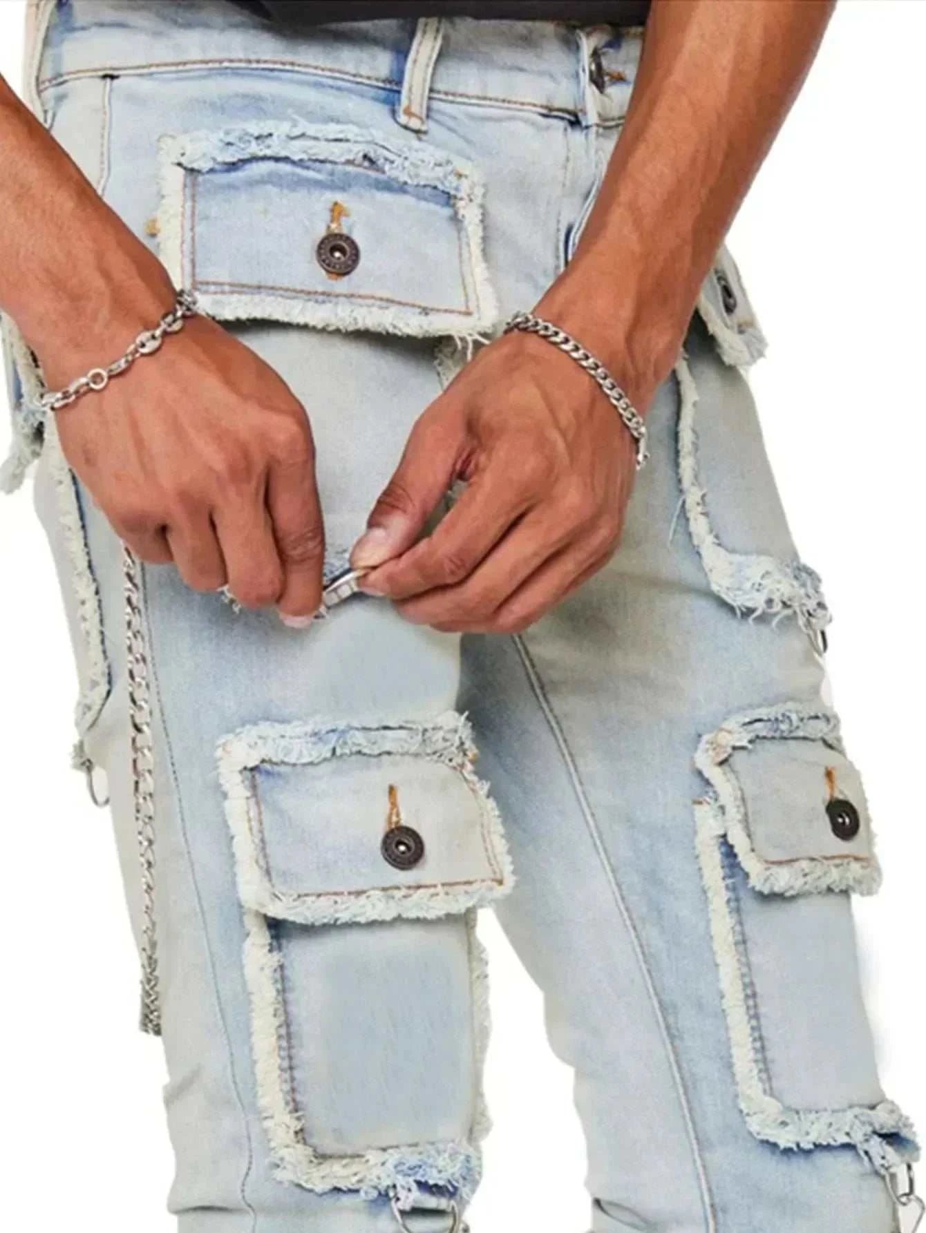 Y2K Multi Pockets Design Denim Cargo Pants