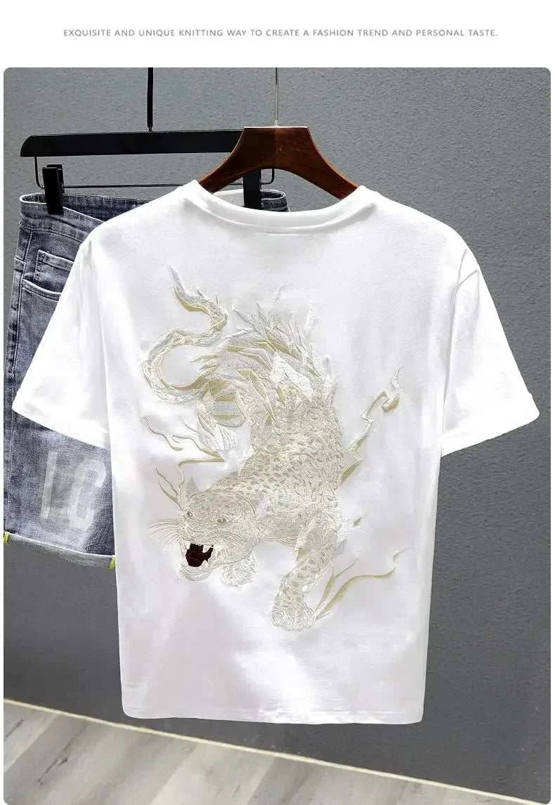 Embroidered Miracle Embroidered Dragon And Tiger T Shirt