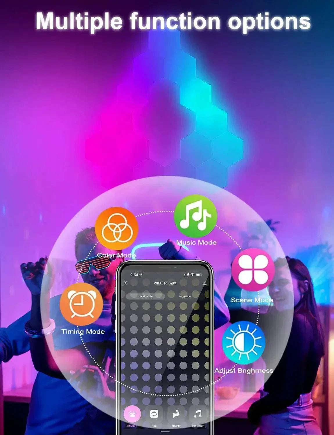 Streamer Gamer Hexagon LED buildable wall light with app, voice and remote control, six panels and smart home compatibility