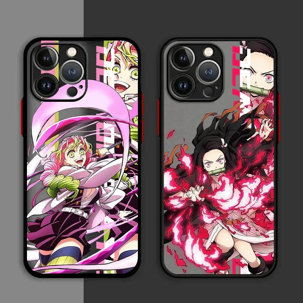 Demon Slayer Anime Phone Case For iPhone's 16 15 14 13 12 11 Mini Pro Max X XR 7 8 Plus With Matte Transparent Back Cover
