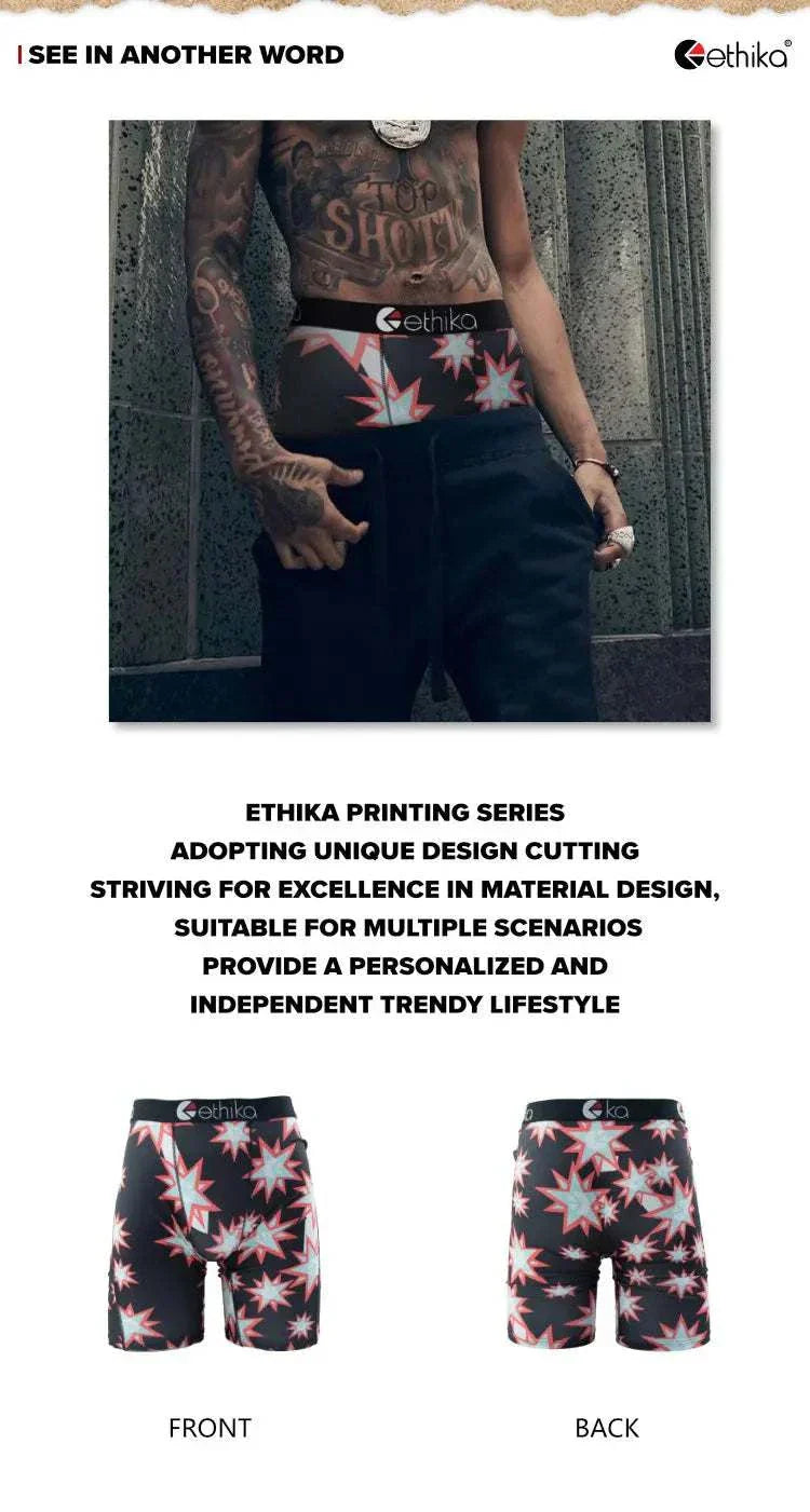 ETHIKA men’s breathable boxer shorts with bold print design, plus size up to XXL, comfortable fit for trendy lifestyle