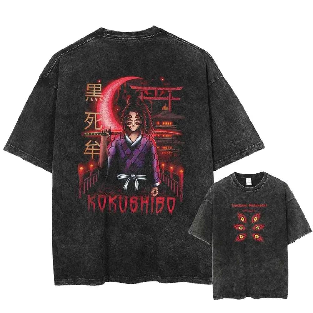 Demon Slayer Uzui Tengen Anime Vintage Washed Cotton T Shirt #Trending
