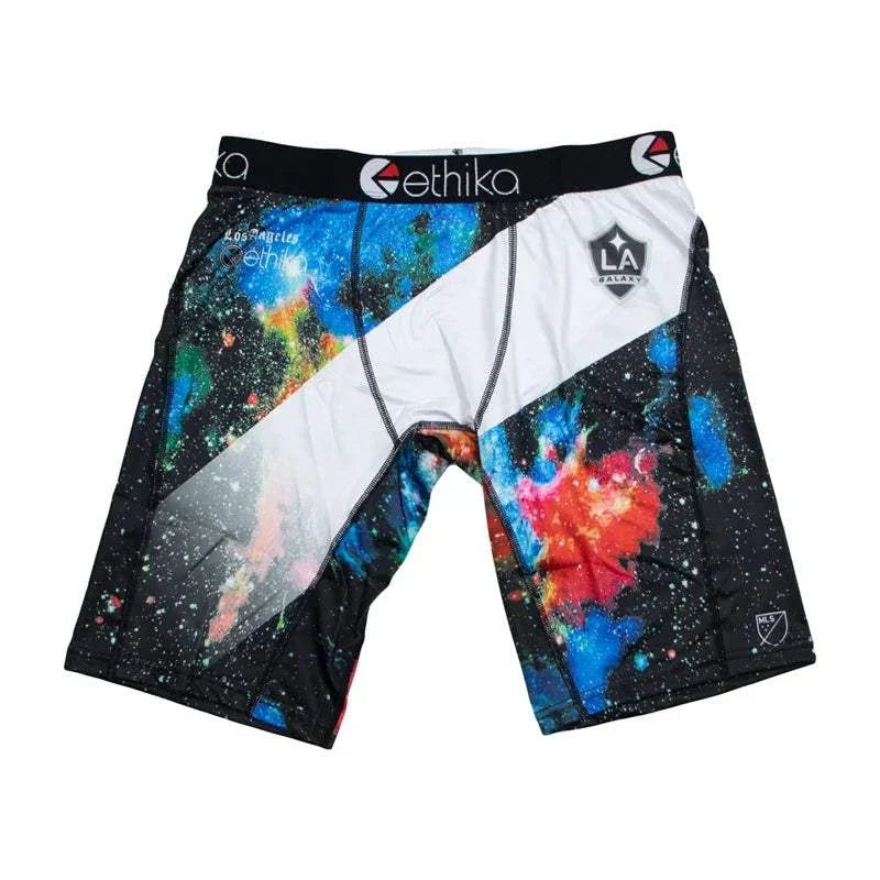 ETHIKA men's breathable boxer shorts with colorful galaxy print and LA Galaxy logo, comfortable plus size underwear up to XXL
