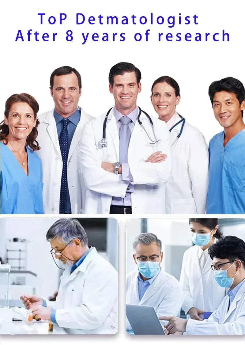 Group of dermatologists promoting Eelhoe pore shrinking serum with research images