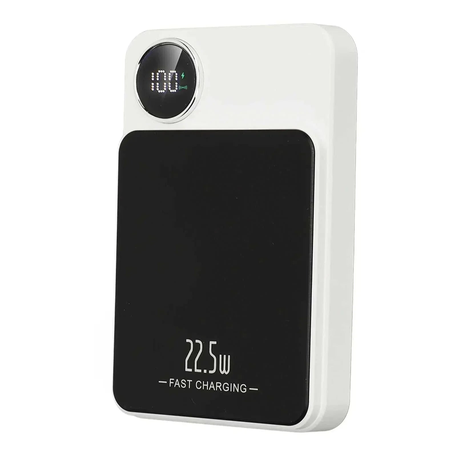 Massive 5000mAh wireless fast charging power bank with 23W max output and LED power display