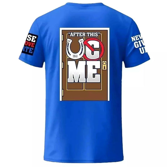 John Cena Farewell Tour 2025 Indianapolis blue cotton short sleeve T-shirt with wrestling graphic and motivational text