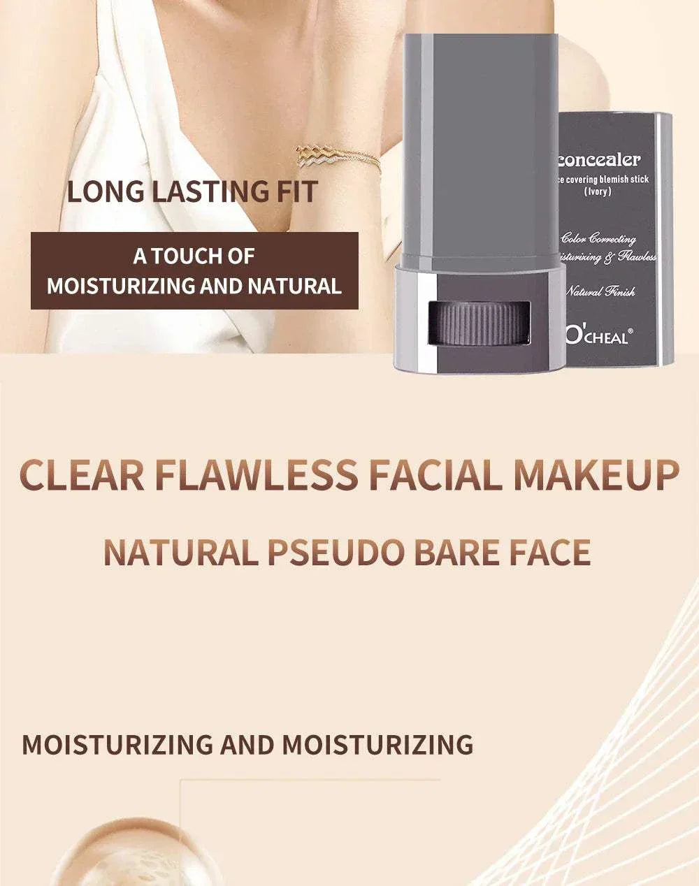 Ocheal Face Foundation contour stick for long-lasting, moisturizing, and natural flawless facial makeup.