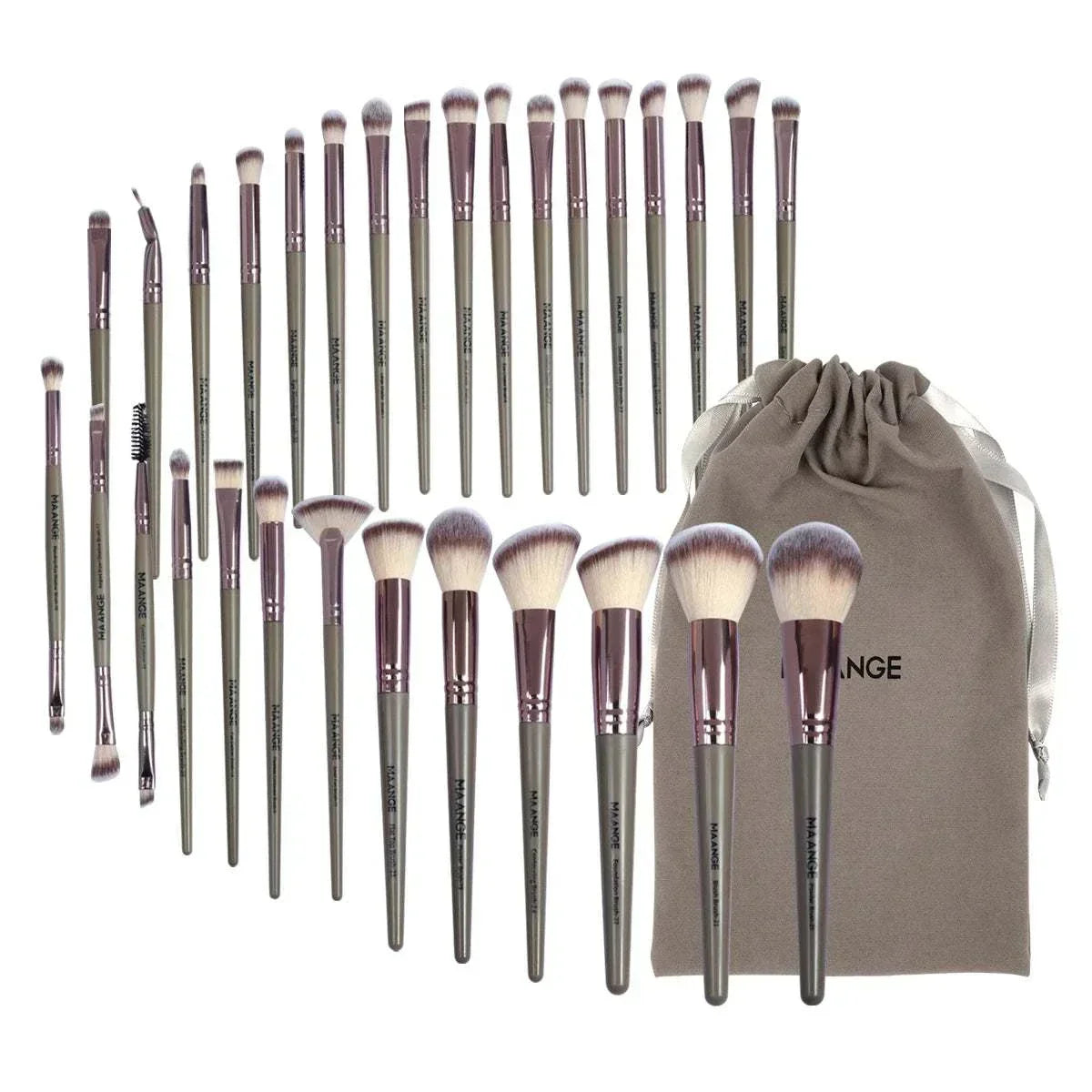 MAANGE 30pcs professional nylon makeup brush set with blending brushes and storage bag