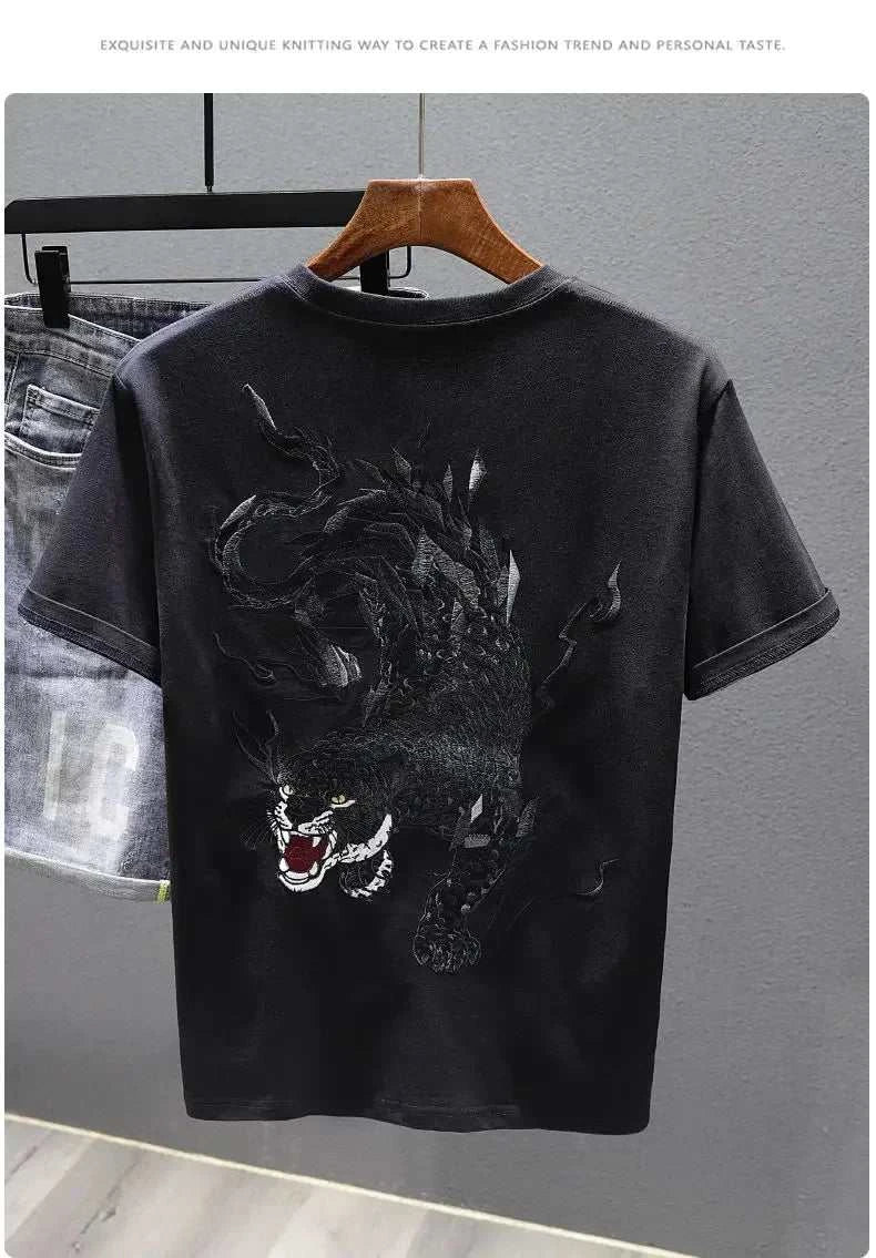 Embroidered Miracle Embroidered Dragon And Tiger T Shirt