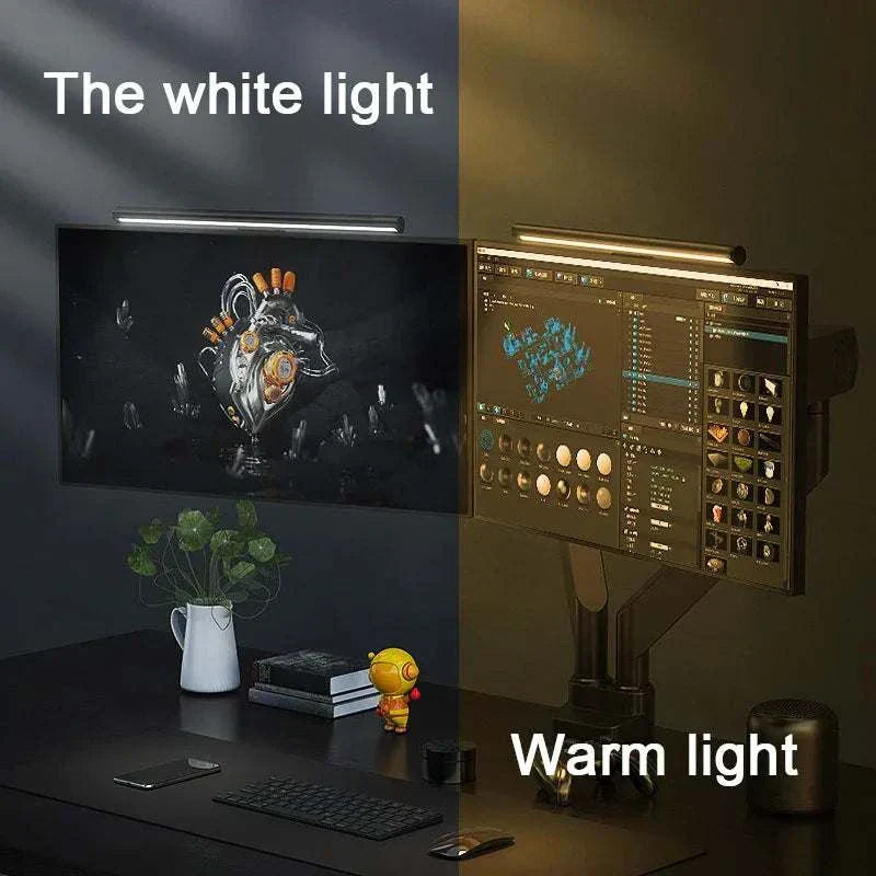 LED Monitor Light Bar 44cm with adjustable white and warm light for computer screens, eye protection and touch control
