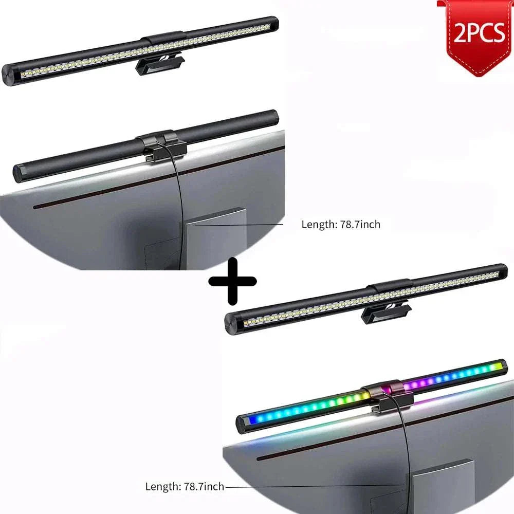 LED monitor light bar for computer screen with RGB and non-RGB options, 44cm length, touch control, adjustable color temperature, and magnetic fixation.