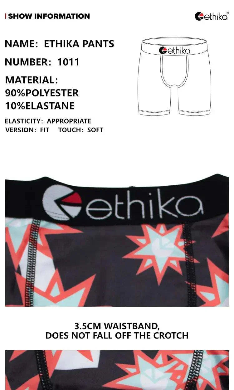 ETHIKA men’s breathable boxer shorts with 3.5cm waistband, nylon and polyester fabric, plus size up to XXL, printed design, soft and comfortable fit