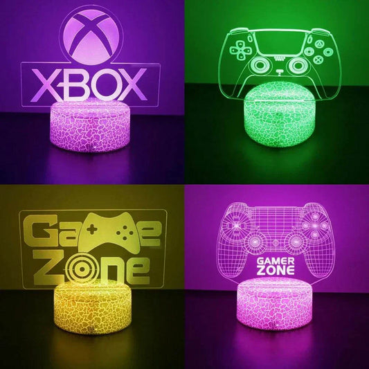 Very bright neon gaming signs with LED 3D lamp designs including Xbox and gaming controllers, color-changing night lights for gaming decor.
