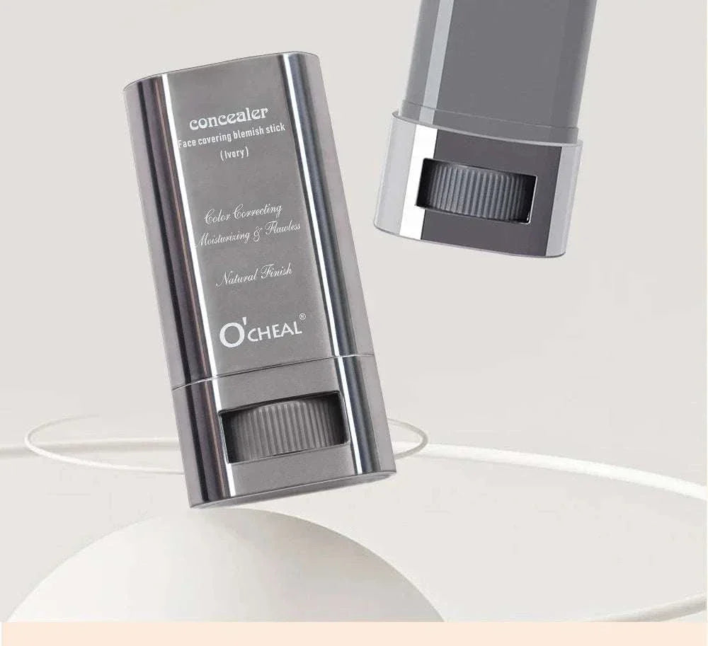 Ocheal Face Foundation contour stick in silver packaging with twist-up mechanism for color correcting and concealing.